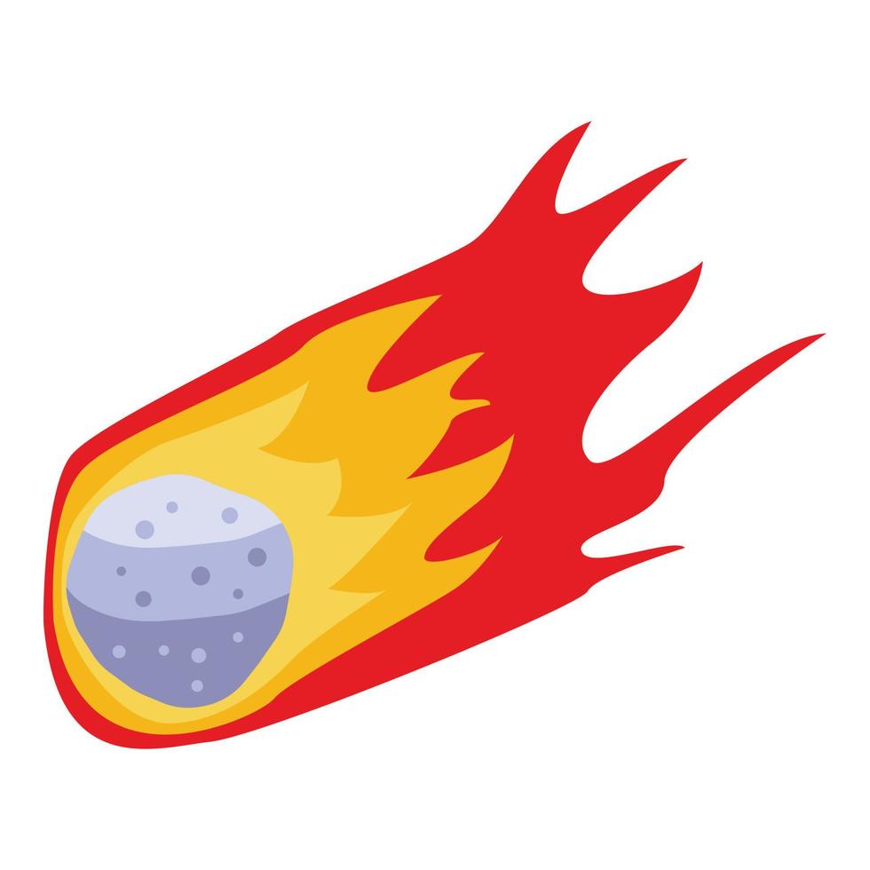 Fire meteorite icon, isometric style vector
