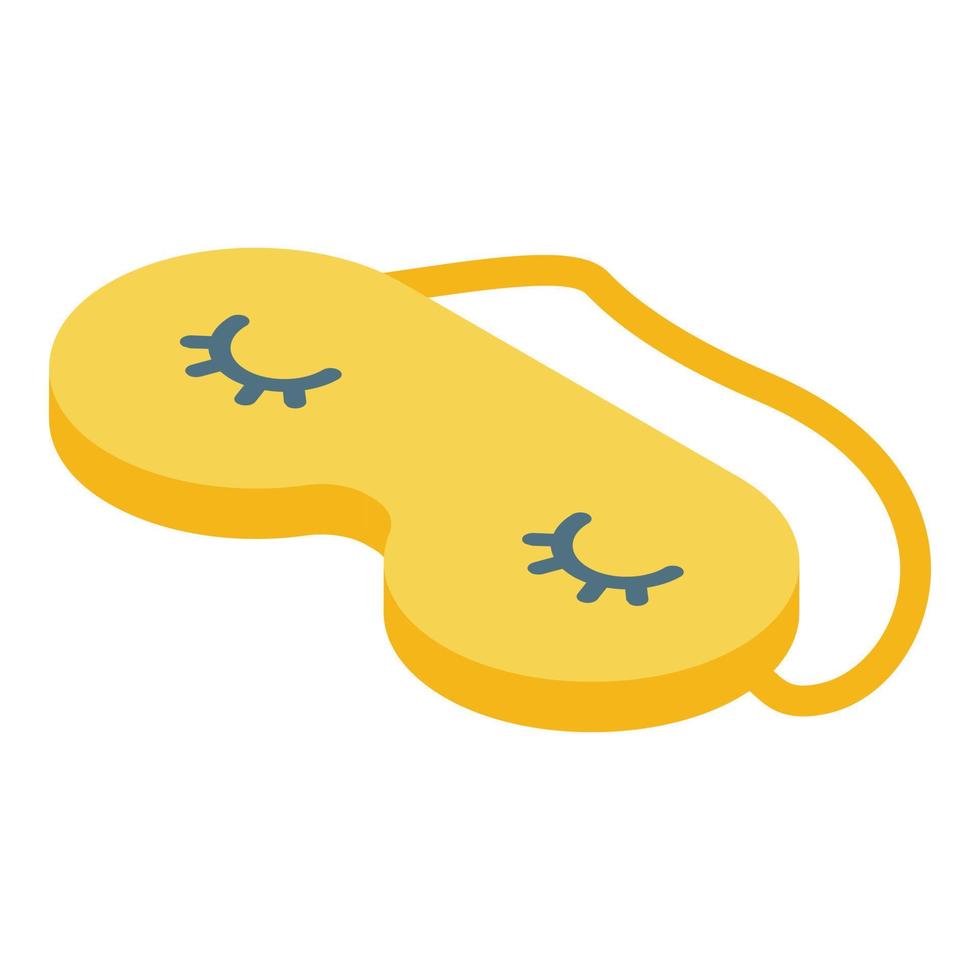 Yellow sleeping eyes icon, isometric style vector