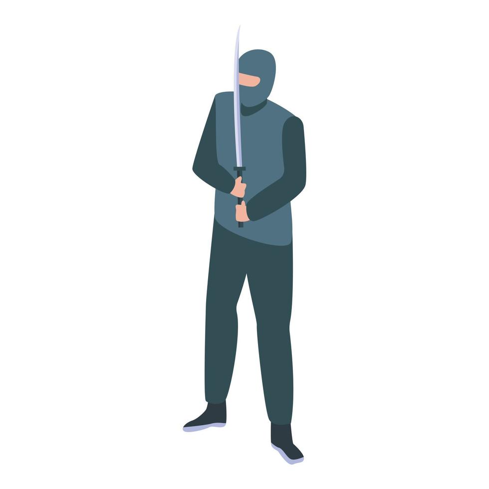 Ninja boy icon, isometric style vector