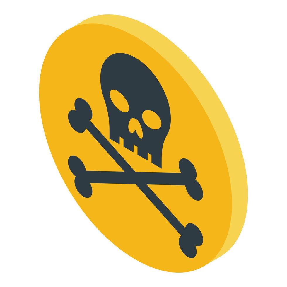 Cross skull radiation icon, isometric style vector