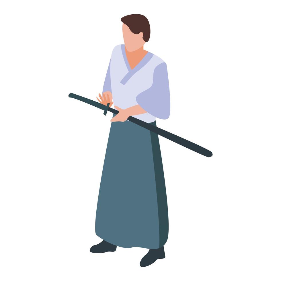 Boy samurai icon, isometric style vector