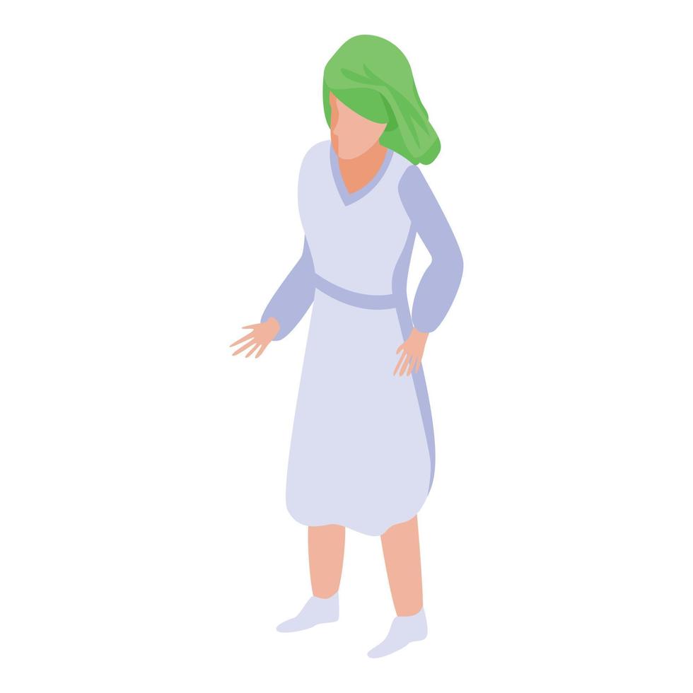 Woman in bathrobe icon, isometric style vector