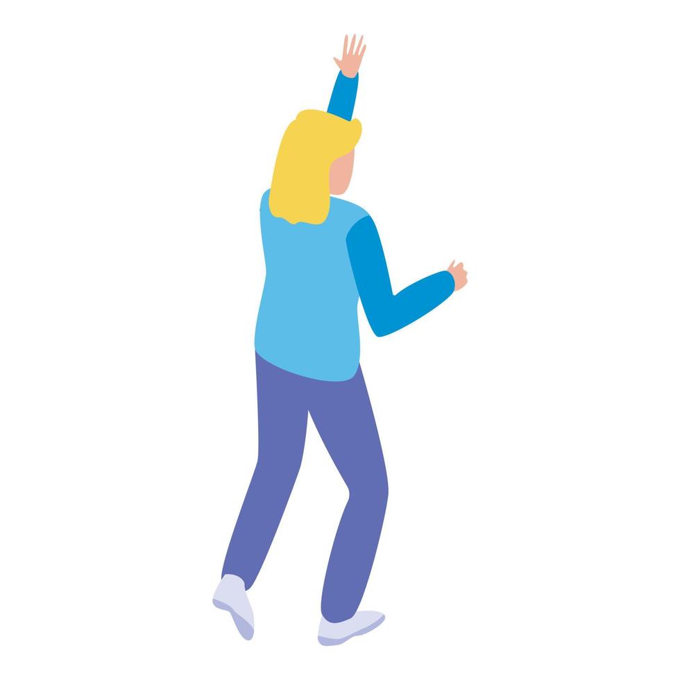 Running away tsunami icon, isometric style vector
