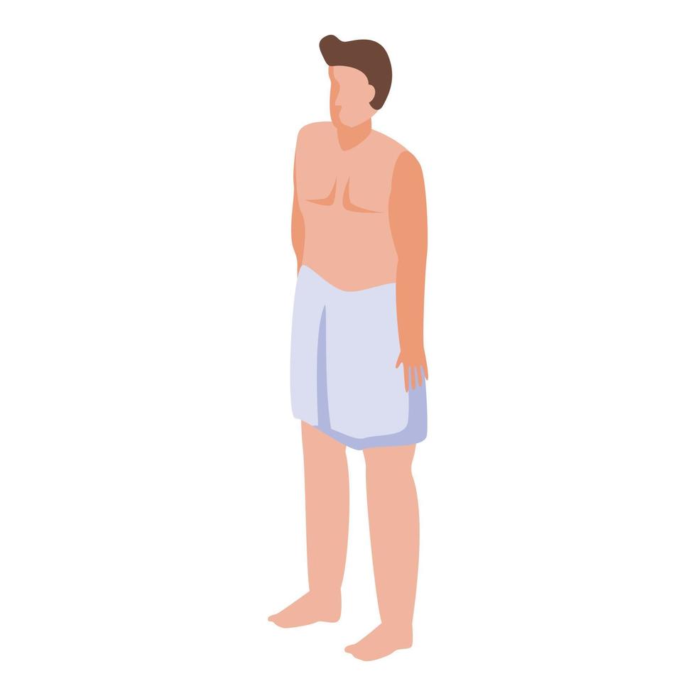 Man with white towel icon, isometric style vector