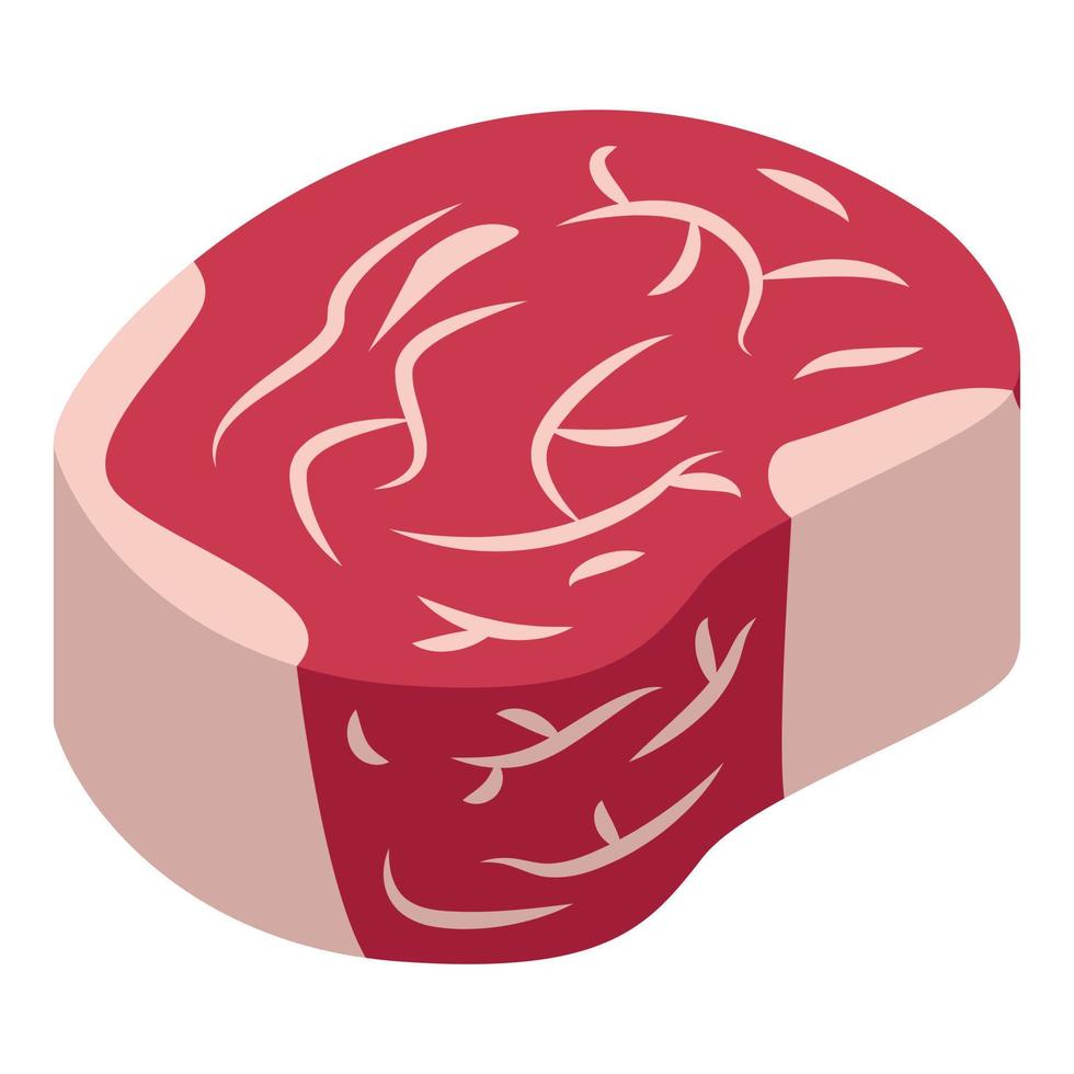 Beef steak icon, isometric style vector