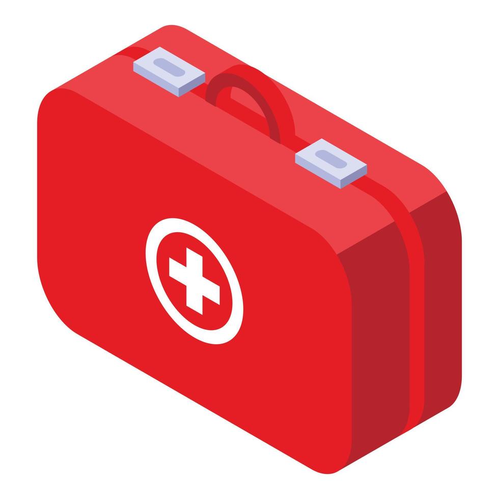 icono de bolsa de botiquín de primeros auxilios, estilo isométrico vector