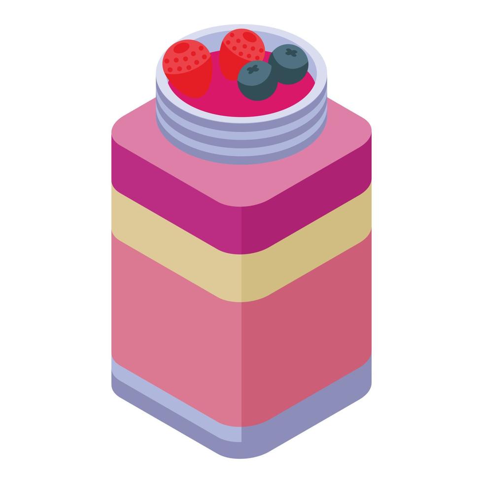 Berry smoothie icon, isometric style vector