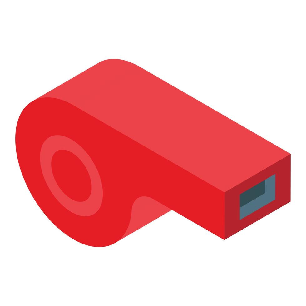 icono de silbato rojo, estilo isométrico vector