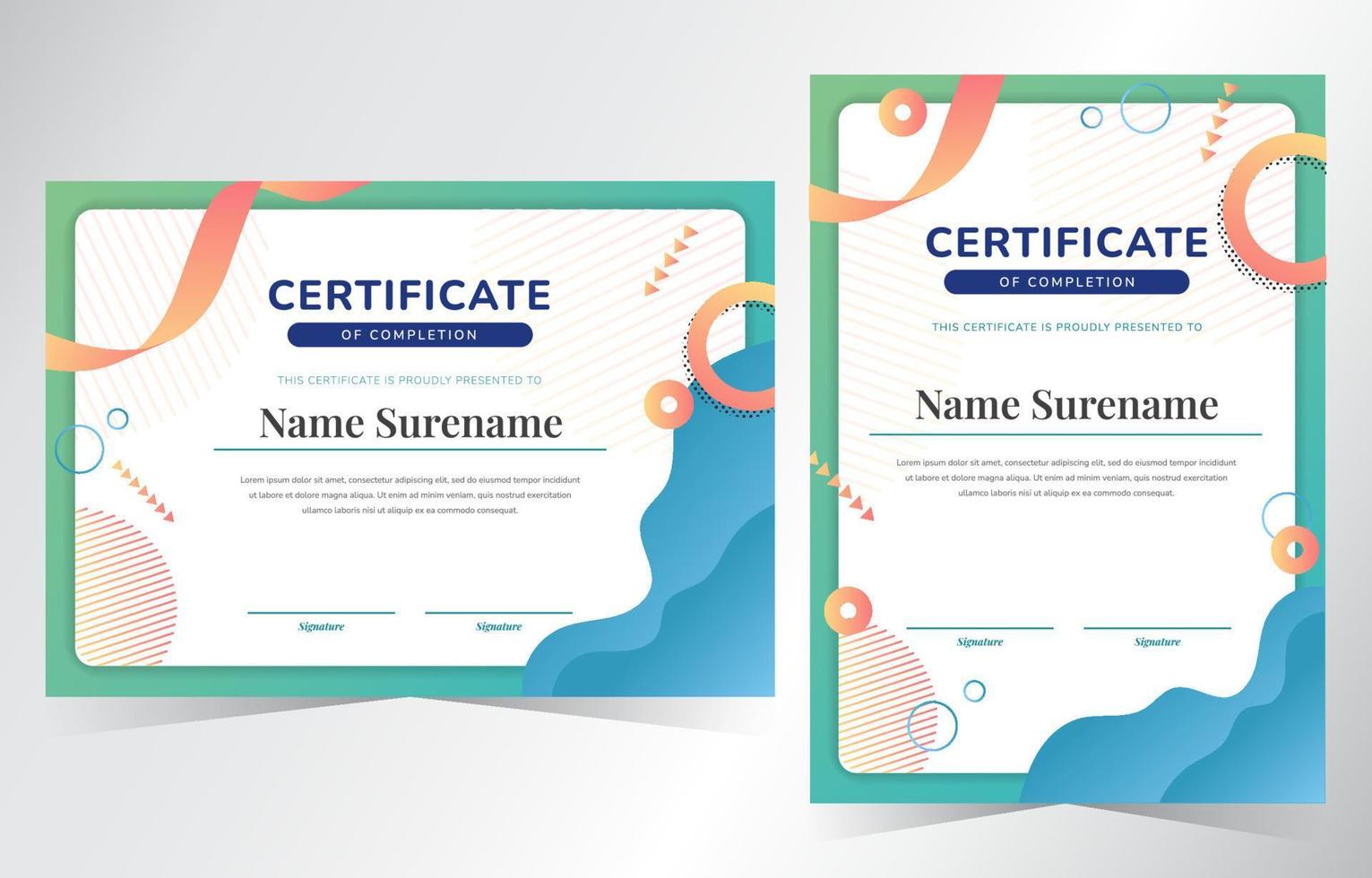 Abstract Geometric Certificate Template Design vector