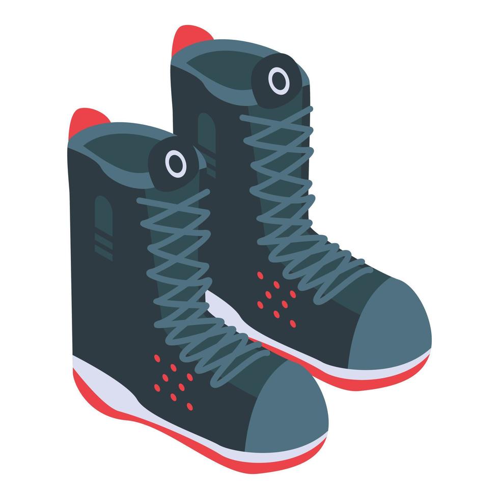 icono de botas de esquí, estilo isométrico vector