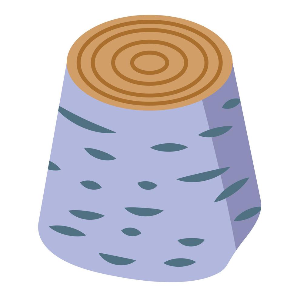 Birch tree stump icon, isometric style vector