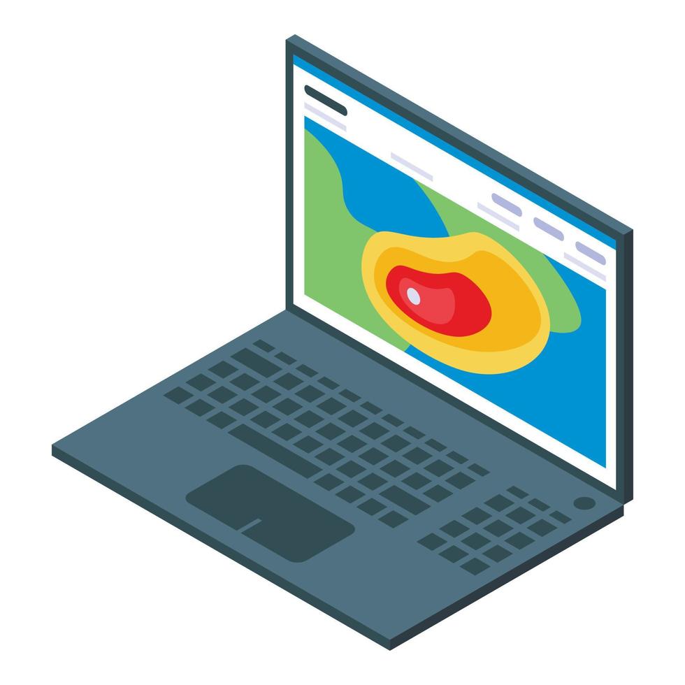 Laptop tornado observation icon, isometric style vector