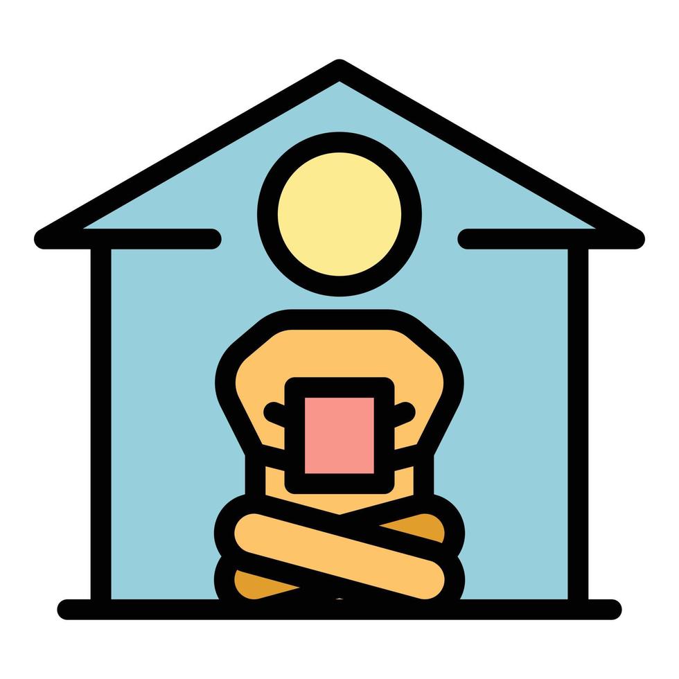 Ergonomic home icon color outline vector