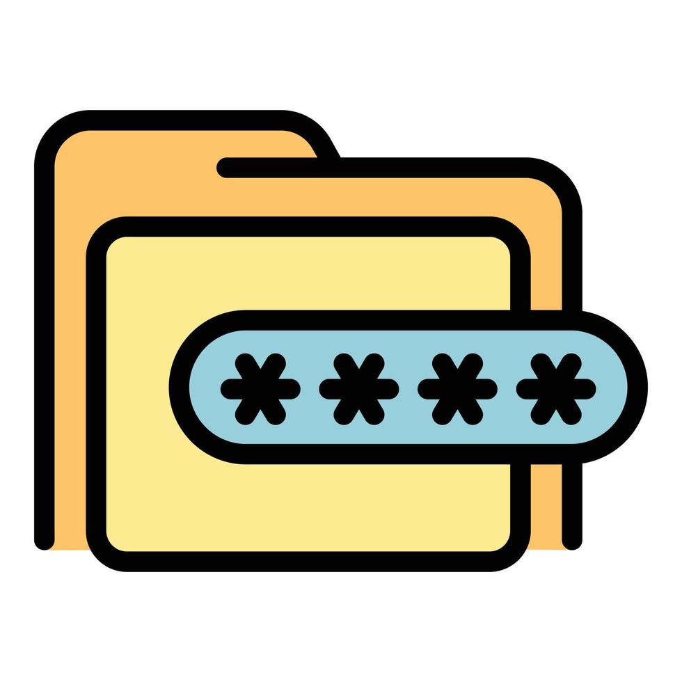 Password folder icon color outline vector