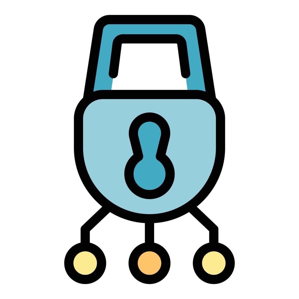 Safety password icon color outline vector