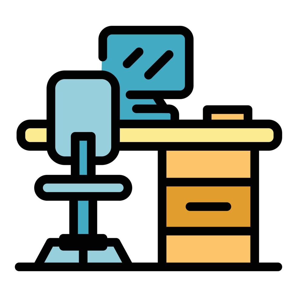 Ergonomic office icon color outline vector