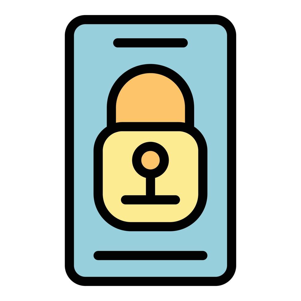 Locked gadget icon color outline vector