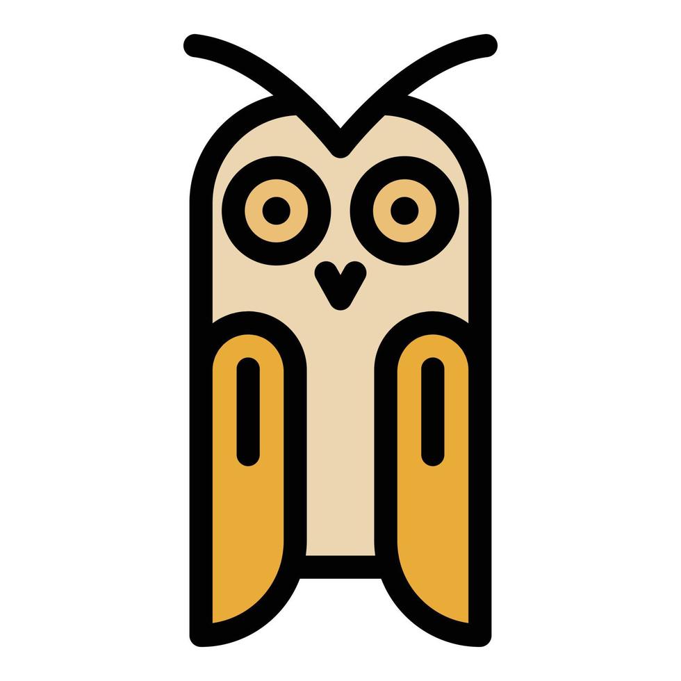 Owl front view icon color outline vector