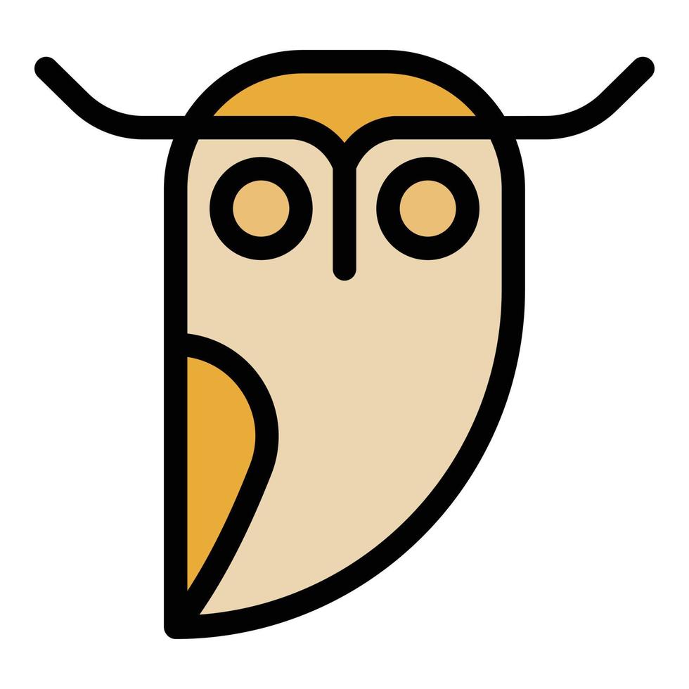 Stylized owl silhouette icon color outline vector