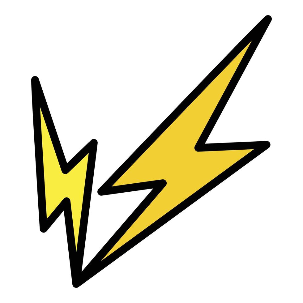 Double lightning icon color outline vector