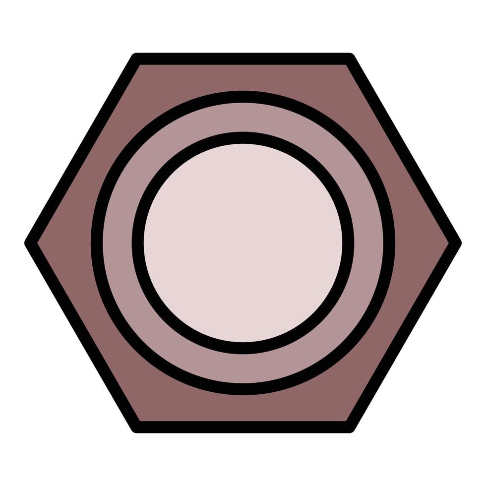 vector de esquema de color de icono de vista superior de tuerca de acero