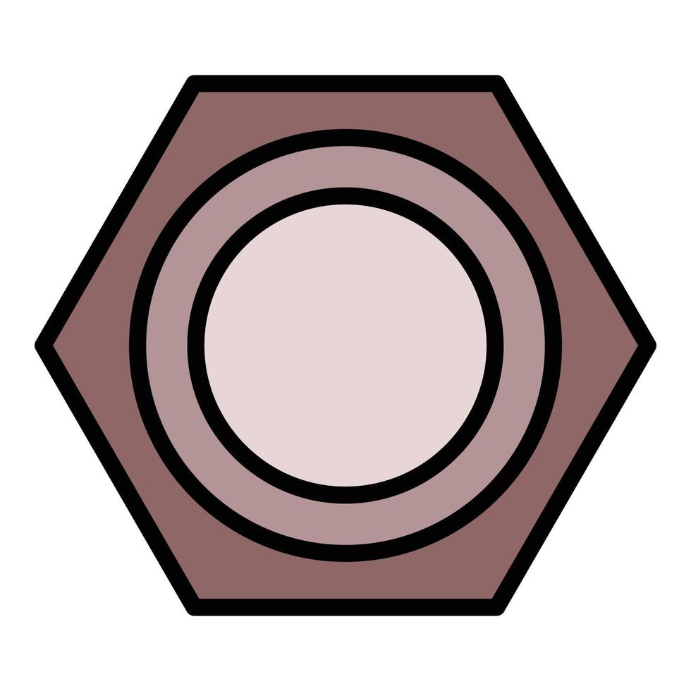 Steel nut top view icon color outline vector
