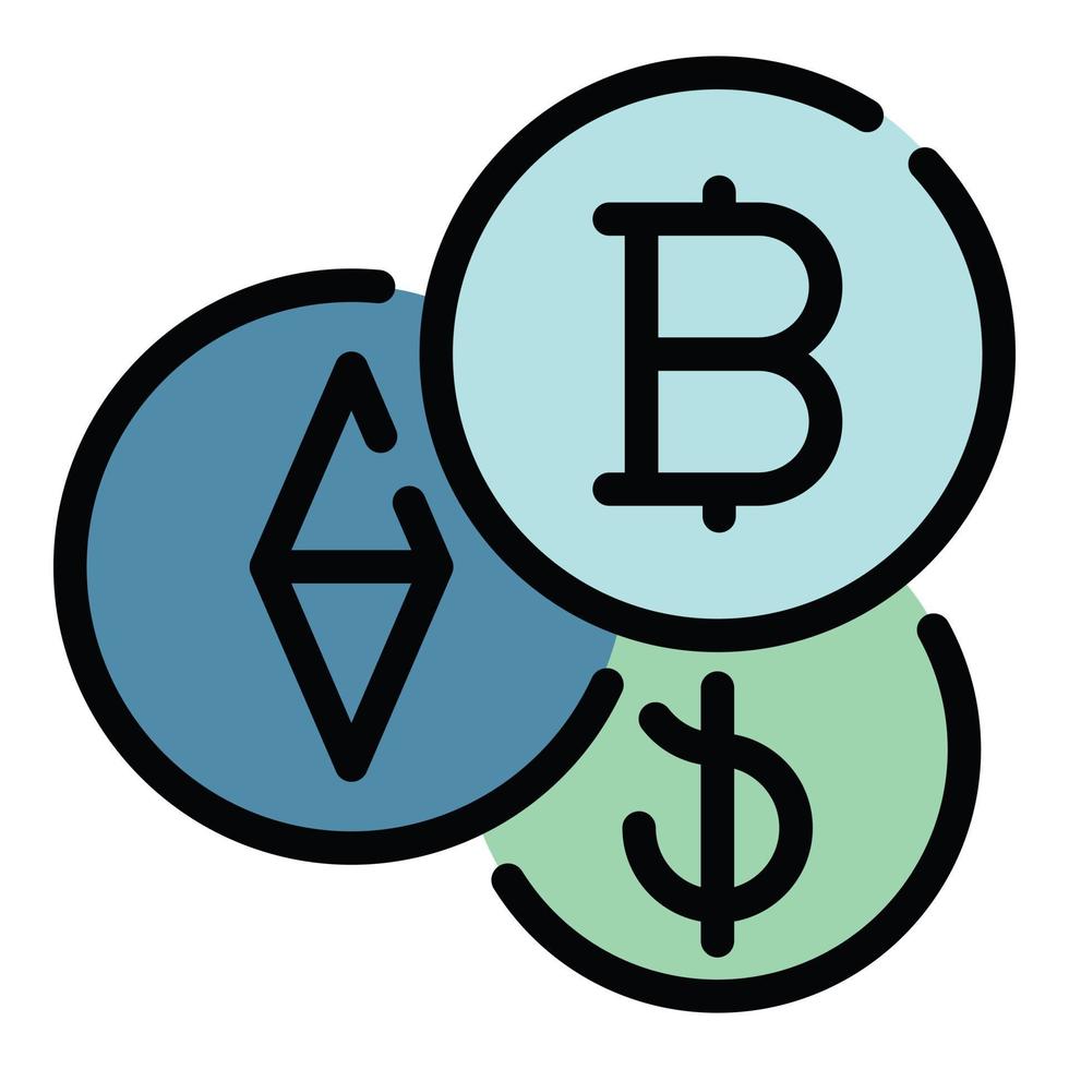 Bitcoin icon color outline vector