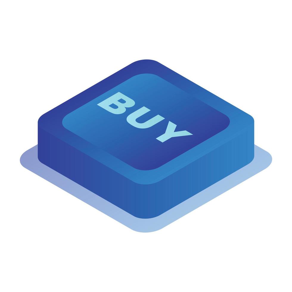 Buy button icon, isometric style vector