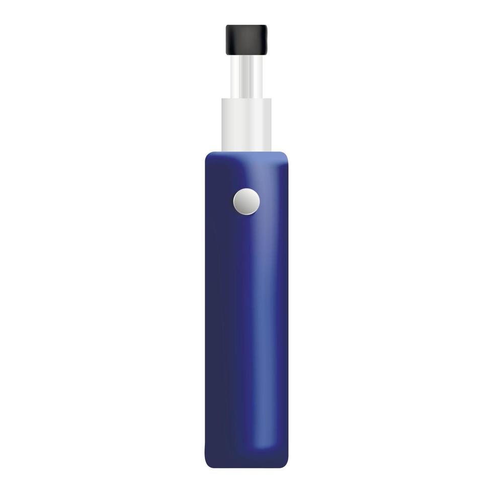 Blue electronic cigarette icon, realistic style vector