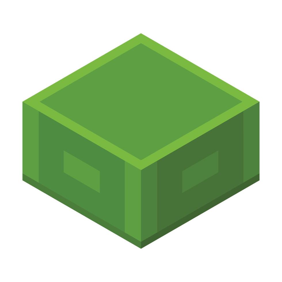 Green metal box icon, isometric style vector