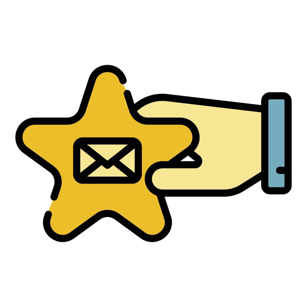 Star in hand message icon color outline vector