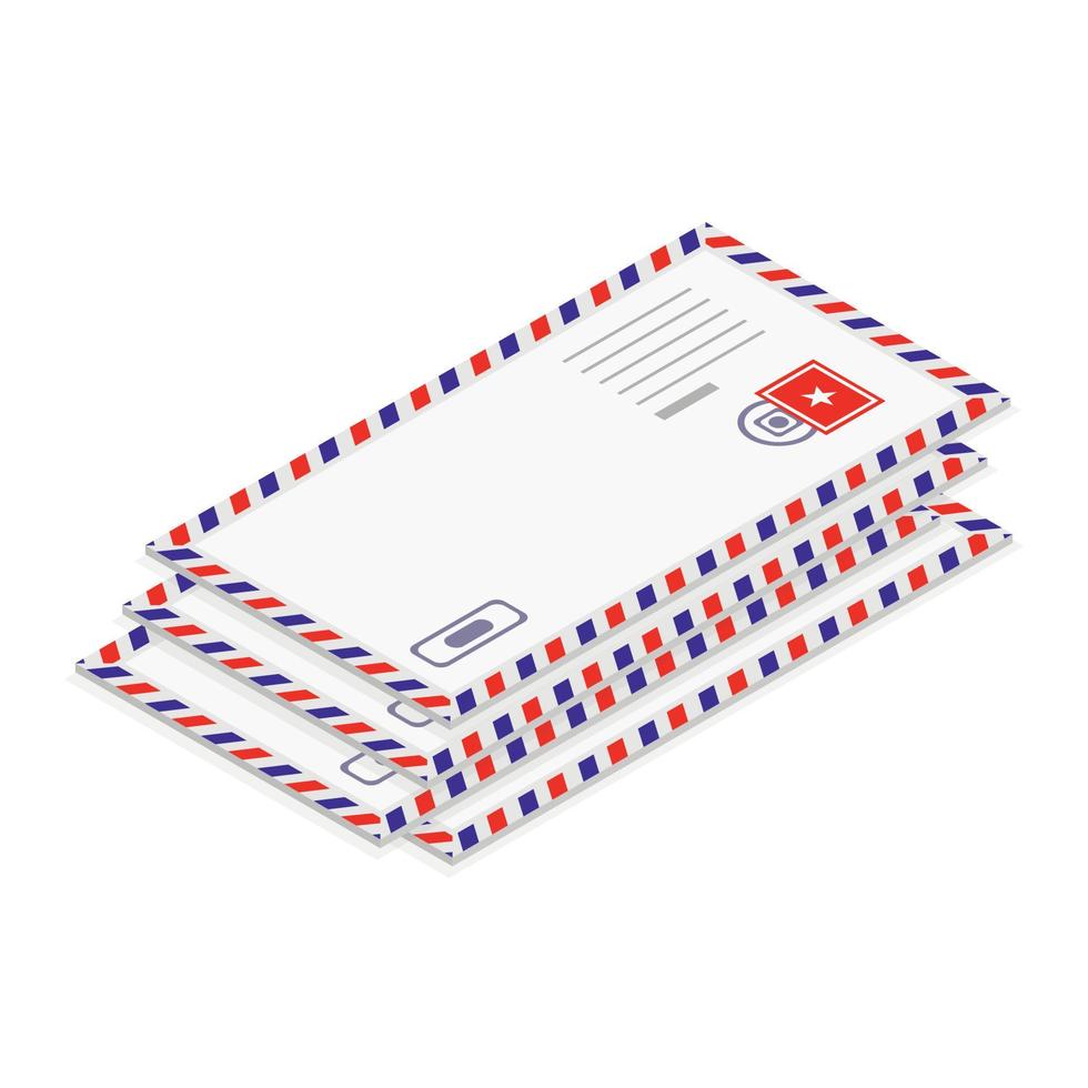 Stack of envelope icon, isometric style vector