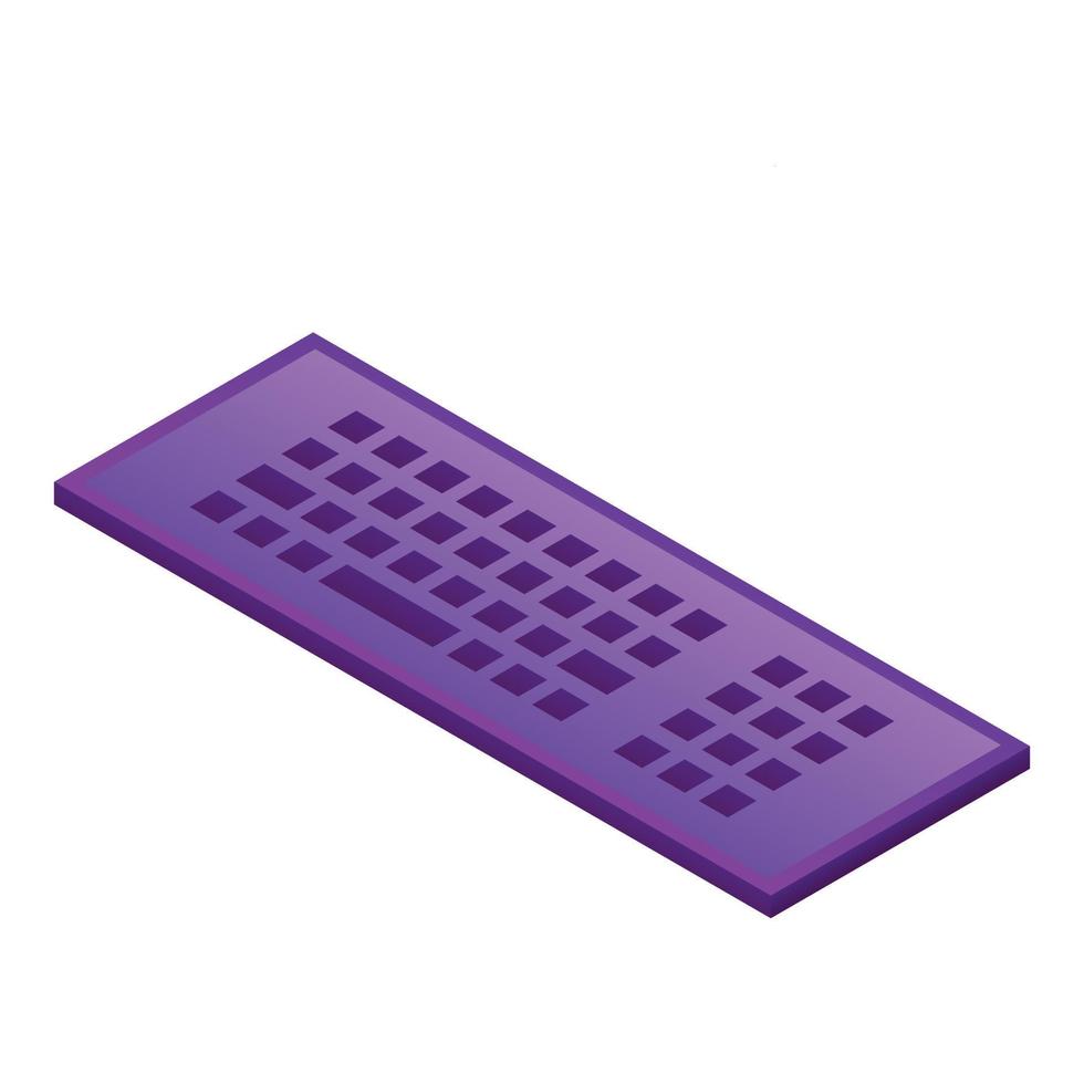 icono de teclado violeta, estilo isométrico vector