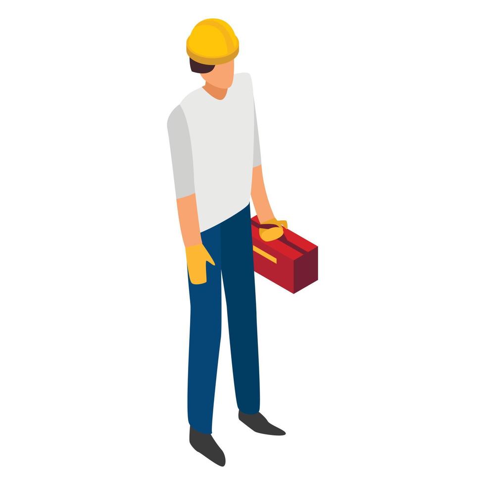 Man constructor box tool icon, isometric style vector