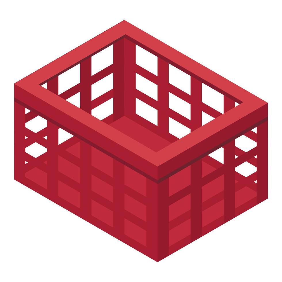 Clothes red basket icon, isometric style vector