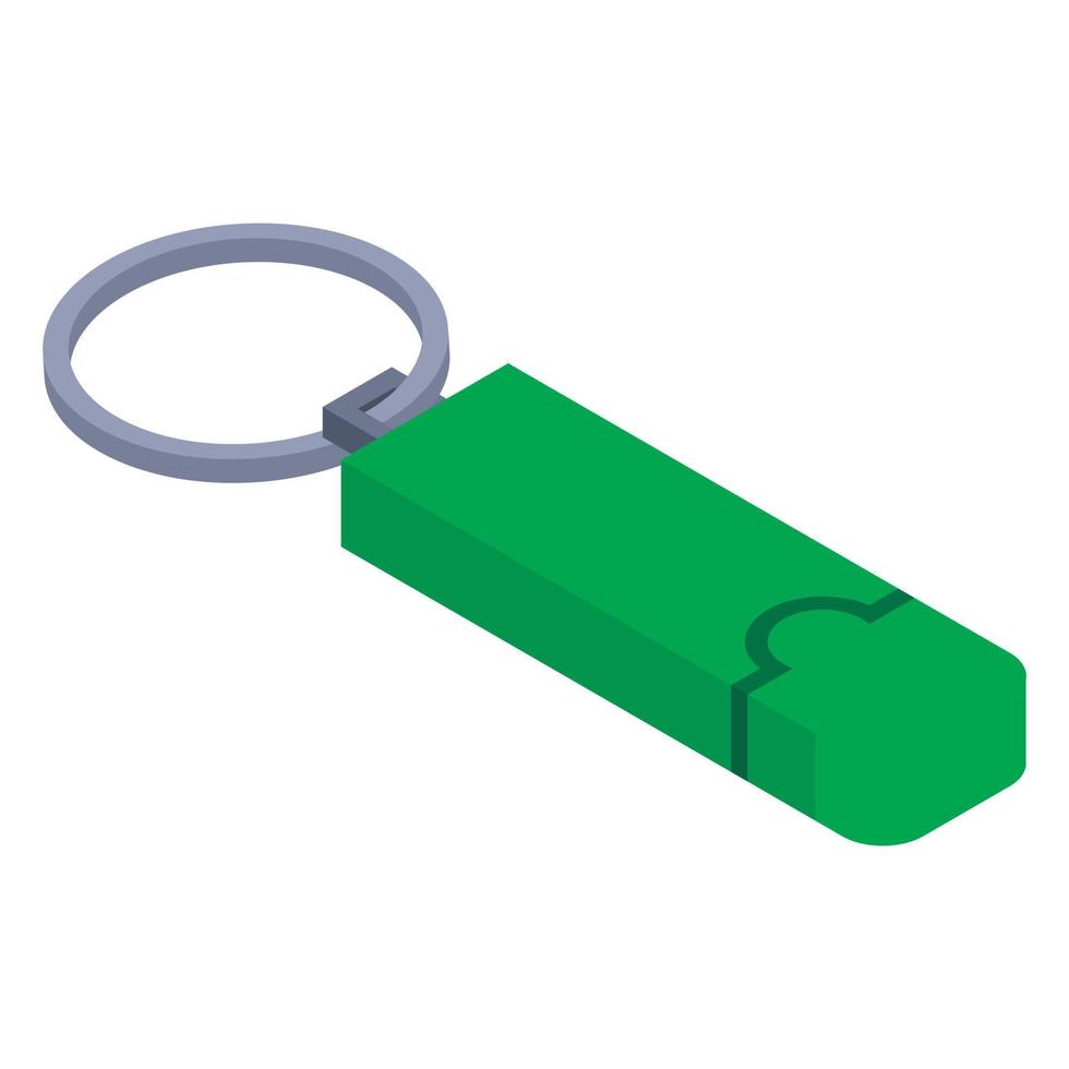 Green usb flash icon, isometric style vector