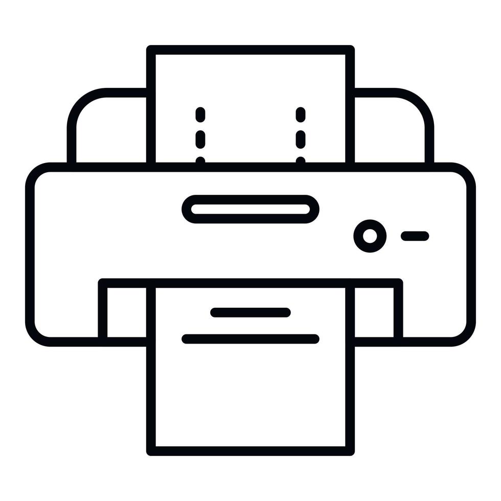 icono de impresora de fax, estilo de esquema vector