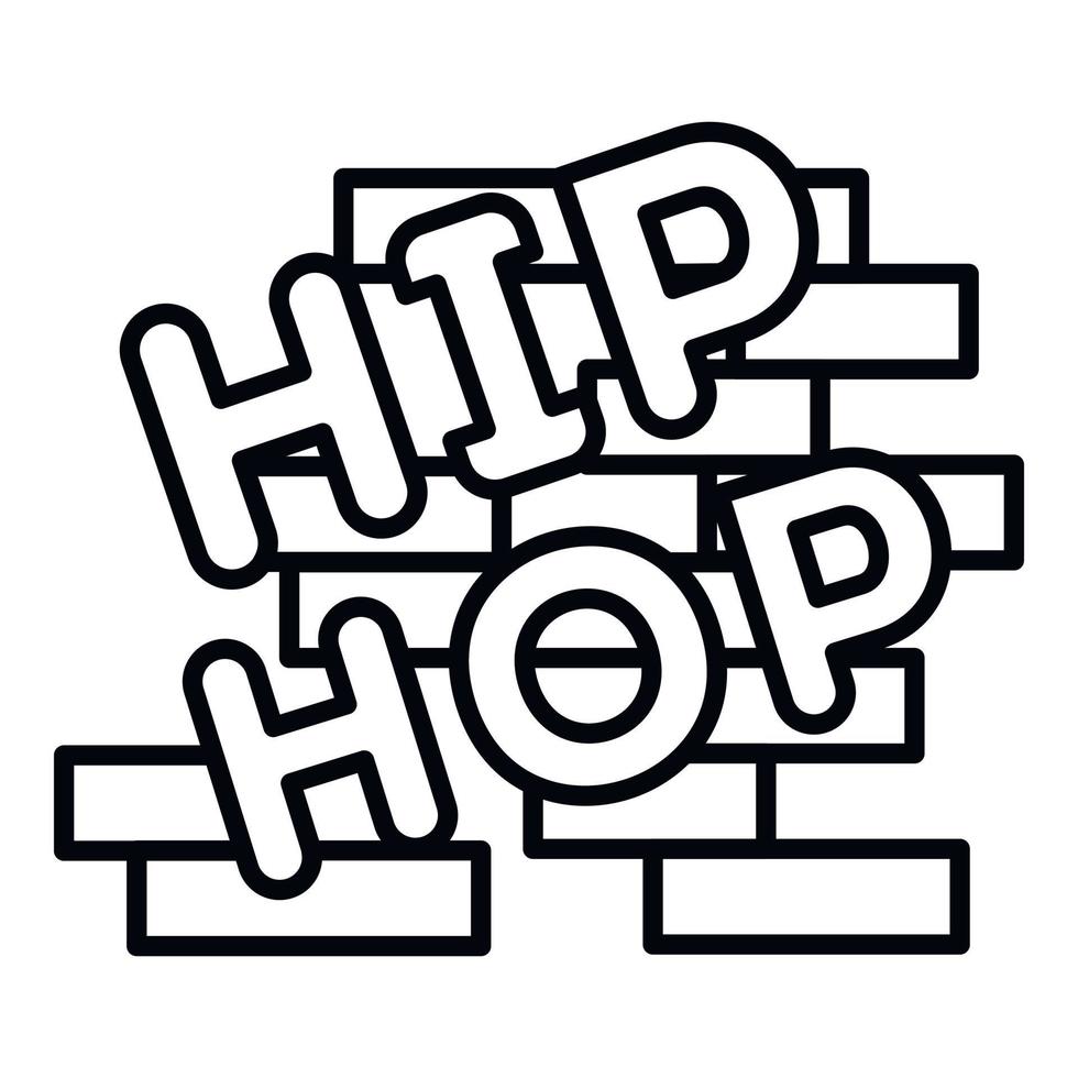 hip hop en el icono de la pared de ladrillo, estilo de esquema vector