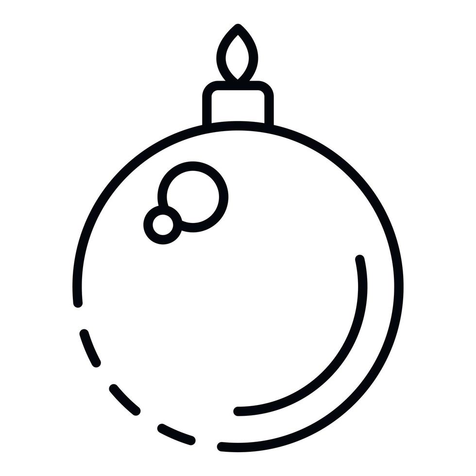 icono de bola de juguete de Navidad de árbol de abeto, estilo de esquema vector