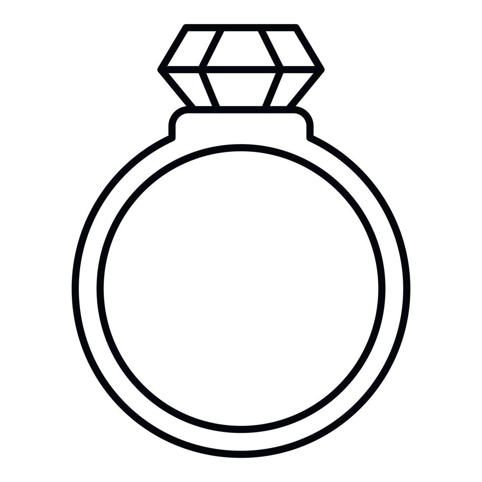 Silver ring with ruby icon, outline style vector