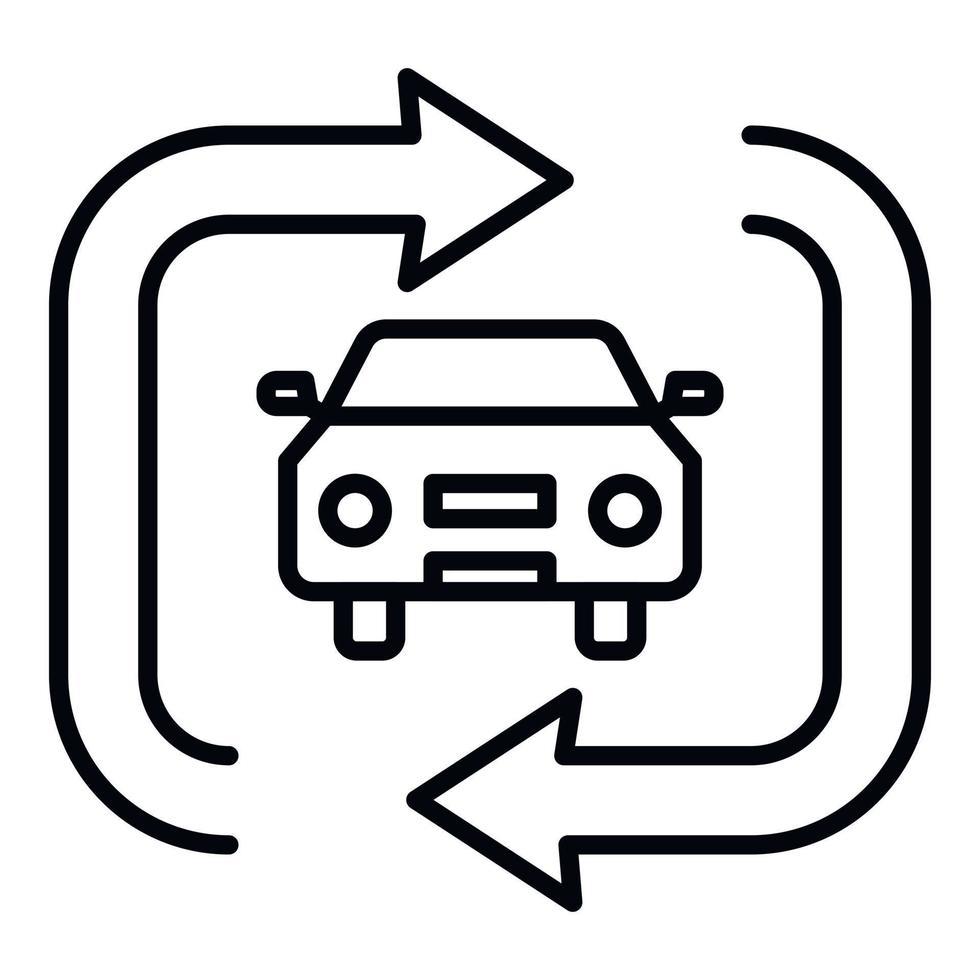 icono de coche compartido, estilo de esquema vector