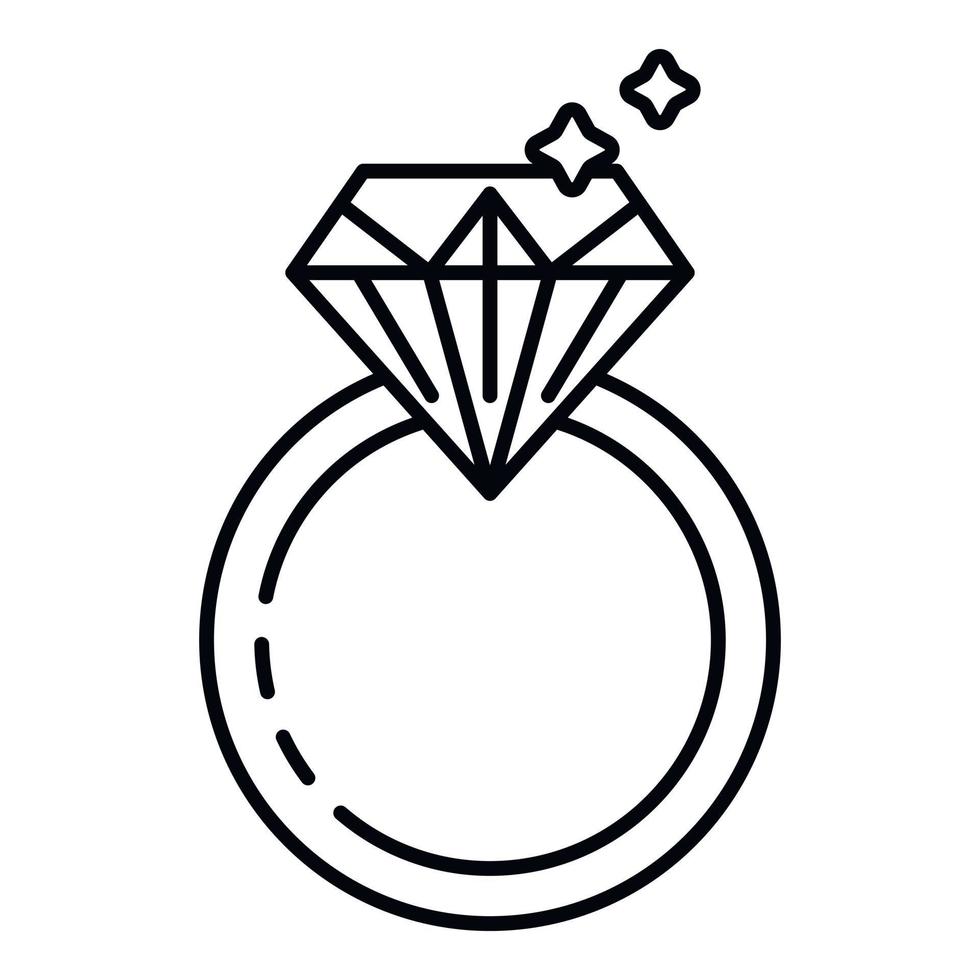 Silver diamond ring icon, outline style vector