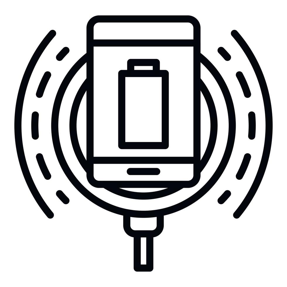 Wireless charging in action icon, outline style vector