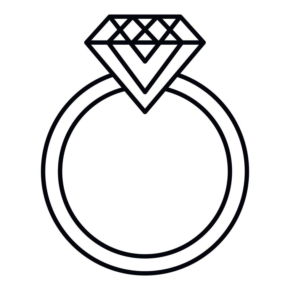 Emerald wedding ring icon, outline style vector