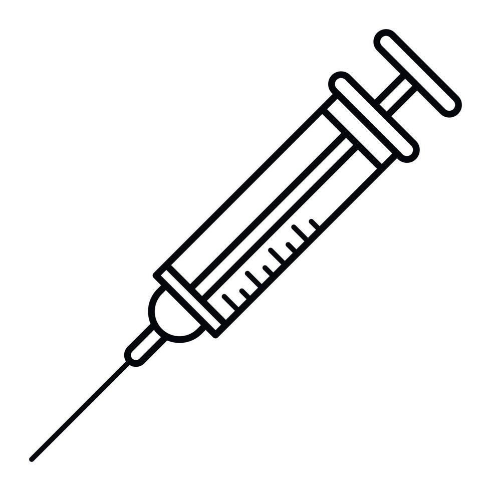 Injection syringe icon, outline style vector