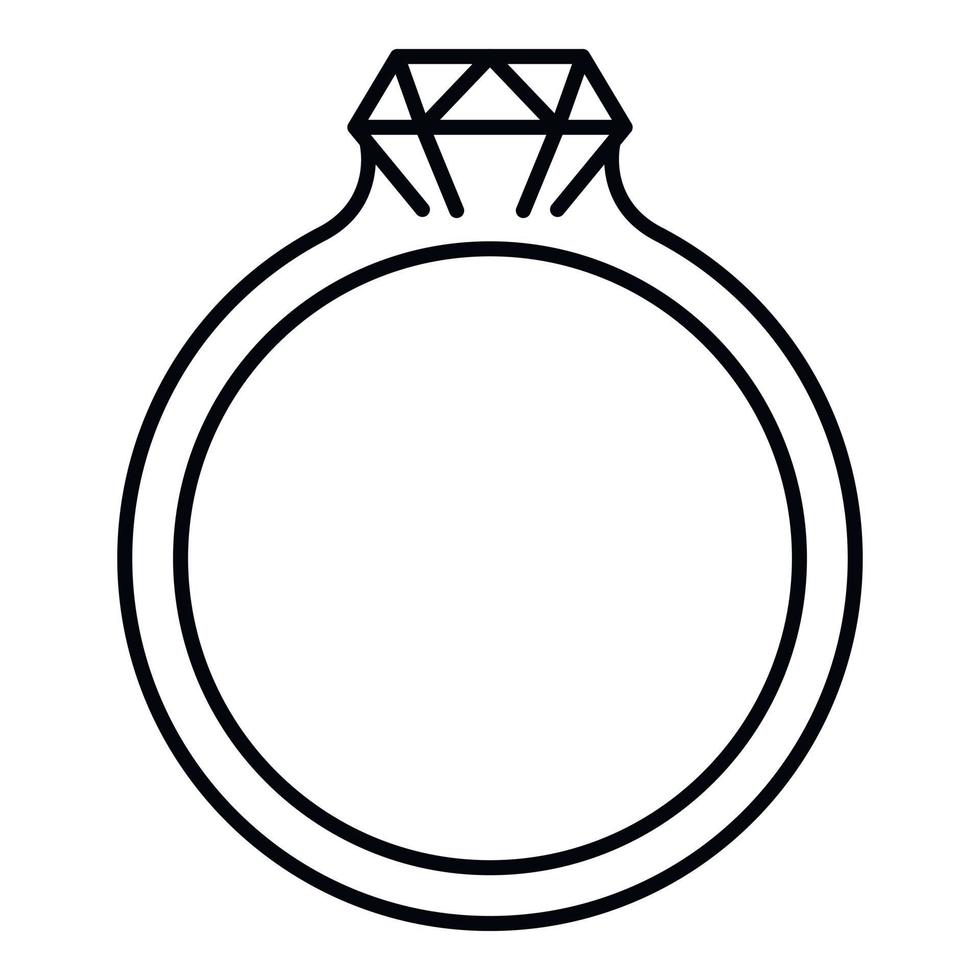 Emerald ring icon, outline style vector