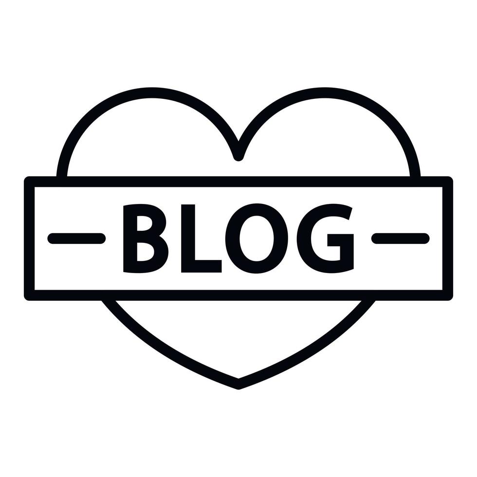 como icono de blog de corazón, estilo de esquema vector