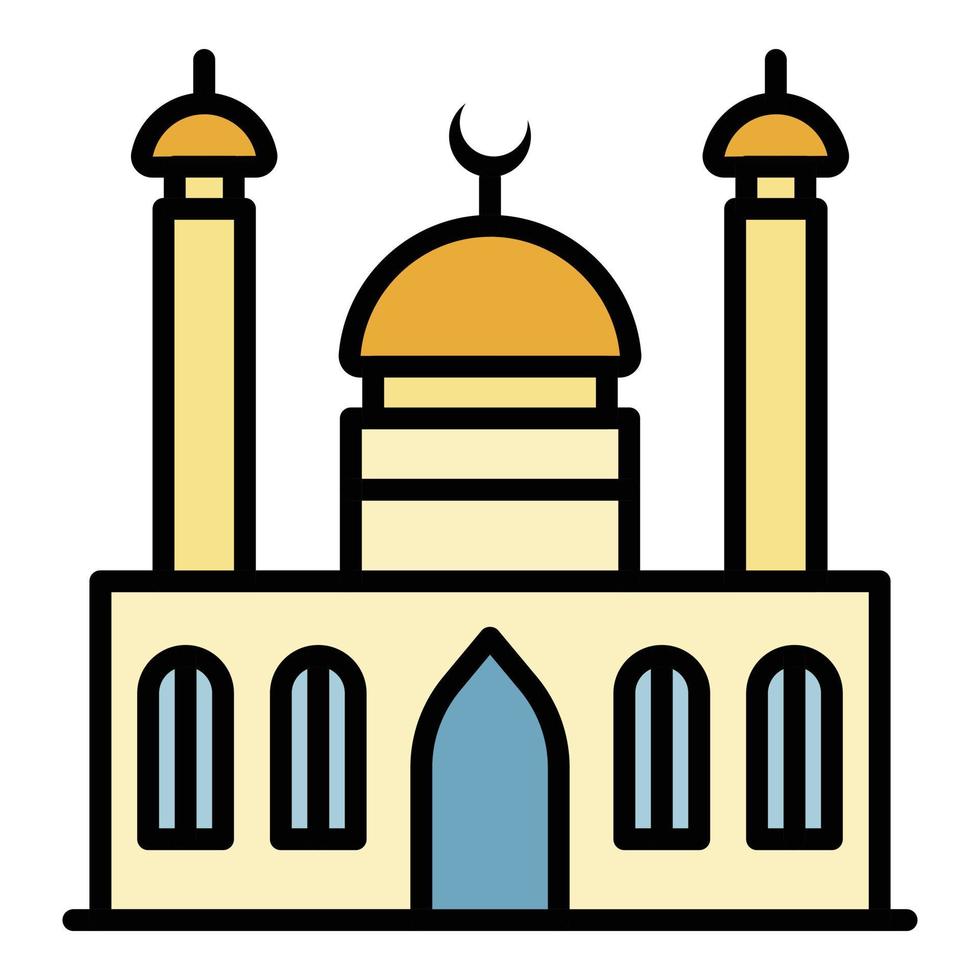 Mosque with two minarets icon color outline vector
