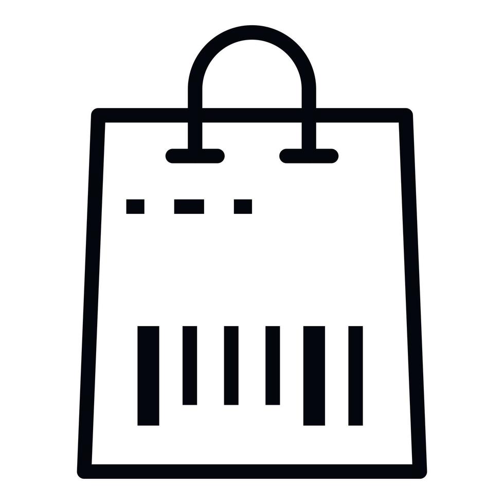 Barcode on the bag icon, outline style vector