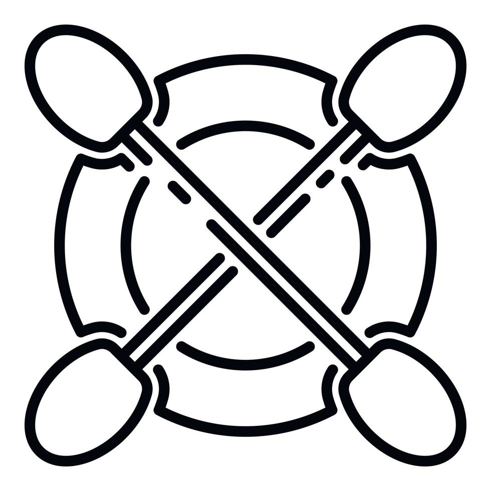 Crossed kayak paddles icon, outline style vector